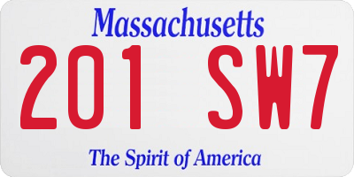 MA license plate 201SW7