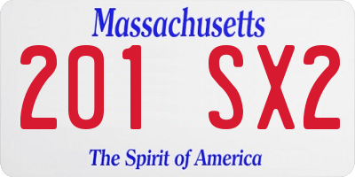 MA license plate 201SX2