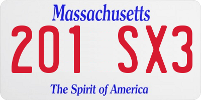 MA license plate 201SX3