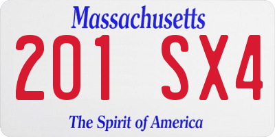 MA license plate 201SX4