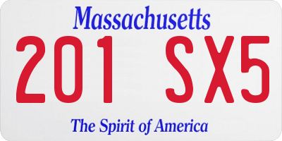 MA license plate 201SX5