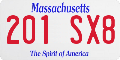 MA license plate 201SX8
