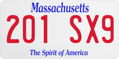 MA license plate 201SX9