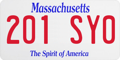 MA license plate 201SY0