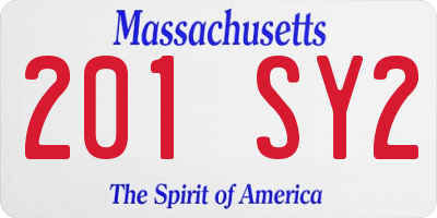 MA license plate 201SY2