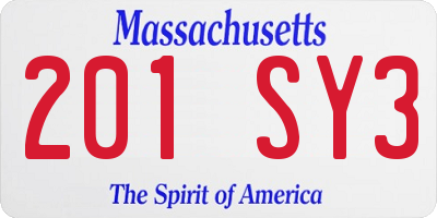 MA license plate 201SY3