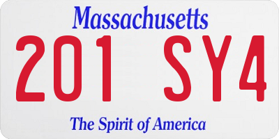 MA license plate 201SY4
