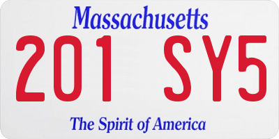 MA license plate 201SY5