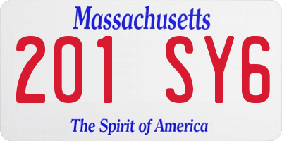MA license plate 201SY6