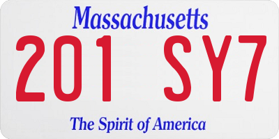MA license plate 201SY7