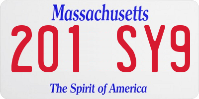 MA license plate 201SY9