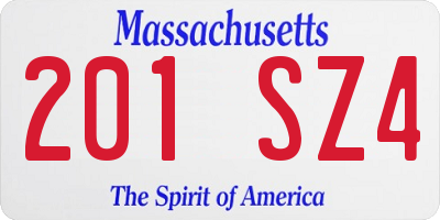 MA license plate 201SZ4