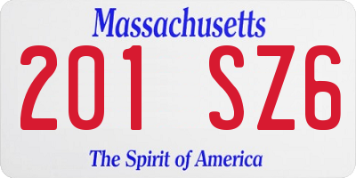 MA license plate 201SZ6