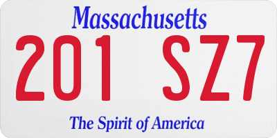 MA license plate 201SZ7