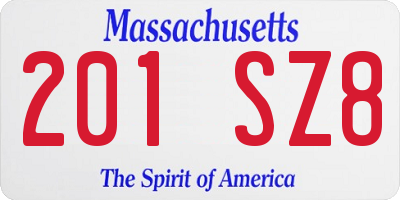 MA license plate 201SZ8