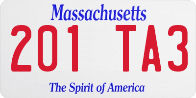 MA license plate 201TA3