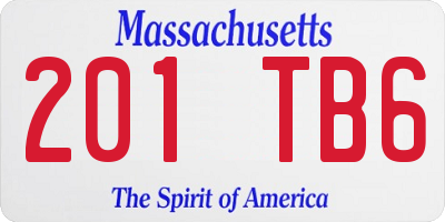 MA license plate 201TB6