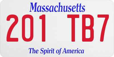 MA license plate 201TB7
