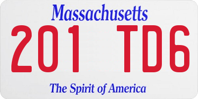 MA license plate 201TD6