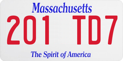 MA license plate 201TD7
