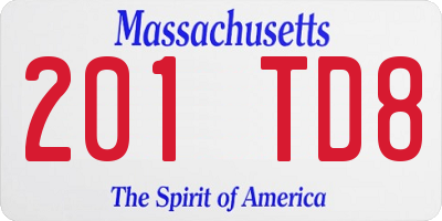 MA license plate 201TD8