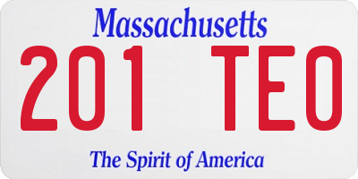 MA license plate 201TE0