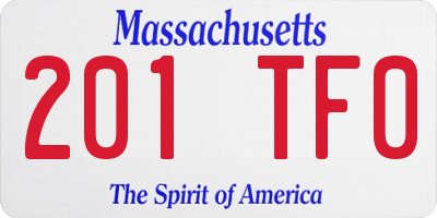 MA license plate 201TF0