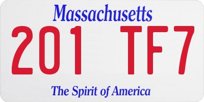 MA license plate 201TF7