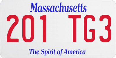 MA license plate 201TG3