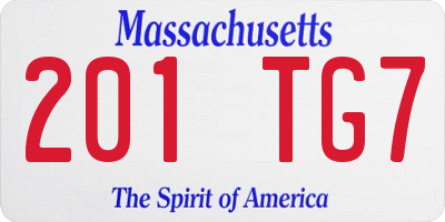 MA license plate 201TG7