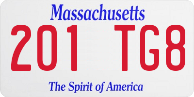 MA license plate 201TG8