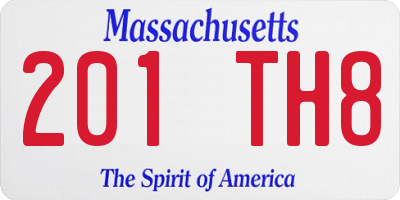 MA license plate 201TH8