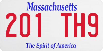 MA license plate 201TH9
