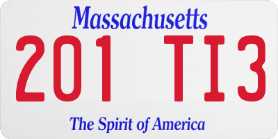 MA license plate 201TI3