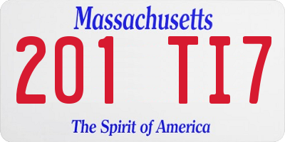 MA license plate 201TI7