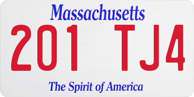 MA license plate 201TJ4