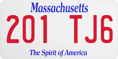 MA license plate 201TJ6