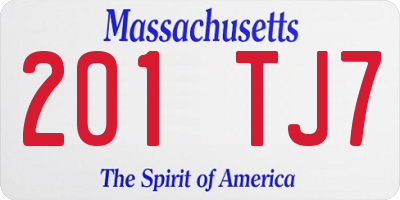 MA license plate 201TJ7