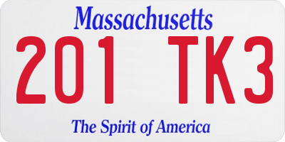 MA license plate 201TK3