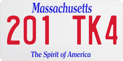 MA license plate 201TK4