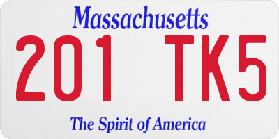 MA license plate 201TK5
