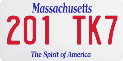 MA license plate 201TK7