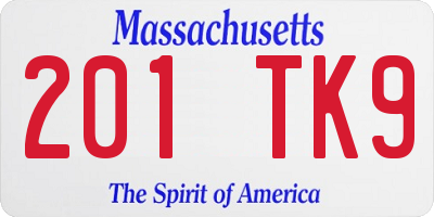 MA license plate 201TK9