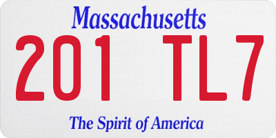 MA license plate 201TL7