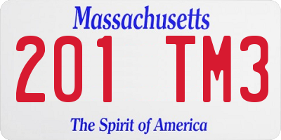 MA license plate 201TM3