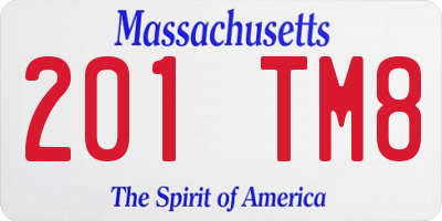 MA license plate 201TM8