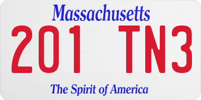 MA license plate 201TN3