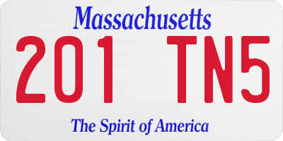 MA license plate 201TN5