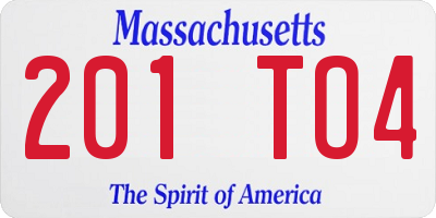 MA license plate 201TO4