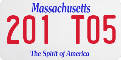 MA license plate 201TO5